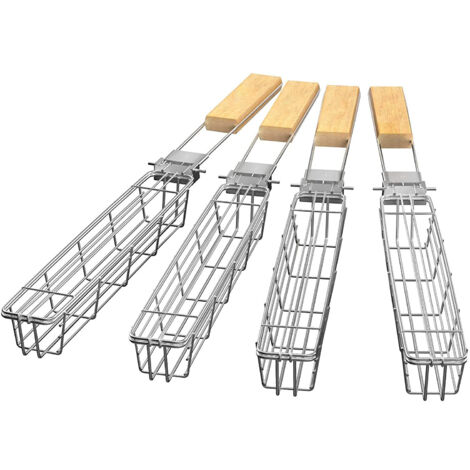 Panier à Grillades Roulant XXL Avec Poignée Amovible En Bois De Hêtre – Idéal Pour Barbecue En Famille, Jardin, Camping