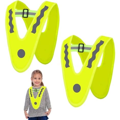 Gilet de sécurité réfléchissant jaune 2 pièces, gilet de sécurité en forme de V, gilet de sécurité haute visibilité, équipement de sécurité pour garçons et filles