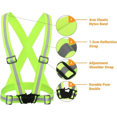 Ceinture Réfléchissante AYKRM - Haute Visibilité Nuit Et Jour - Réglable 60-120cm - Pour Running, Vélo, Sécurité
