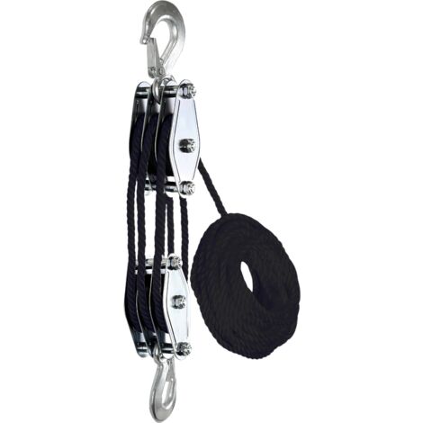Palan à Corde 15,2 M - Capacité De Charge 453 Kg - Système De Poulie Pour Levage - Avec 2 Boucles Souples - Idéal Chasse, Bateau, Garage - 4