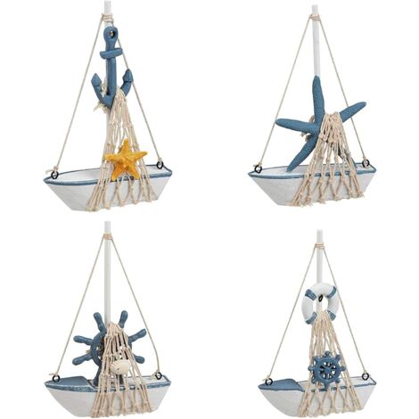 Voilier Déco en Bois Harrison 43cm Blanc