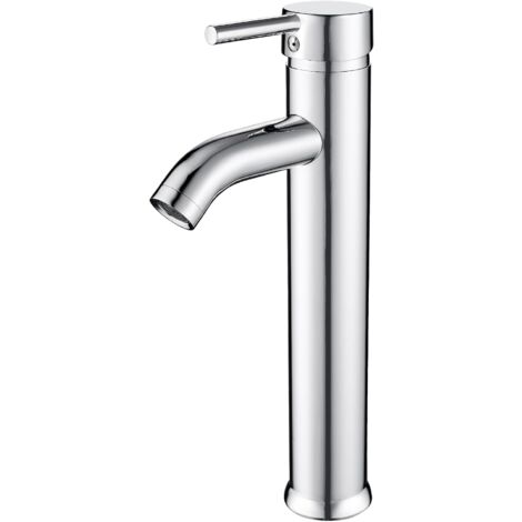 Homelody Robinet Salle De Bain Haut Mitigeur Pour Vasque Design Moderne Blanc Monocommande Chrome