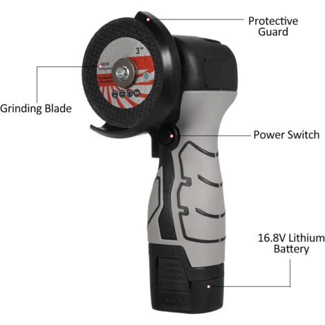 Weytoll Meuleuse D'Angle Sans Fil 7000 Tr/min - 2 Batteries 16,8V 2000mAh - Pour Coupe Et Polissage