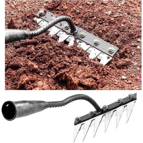 Râteau De Jardin Robuste 12 Dents - Manche Réglable 82 à 186 Cm Pour Ameublir, Désherber & Nettoyer