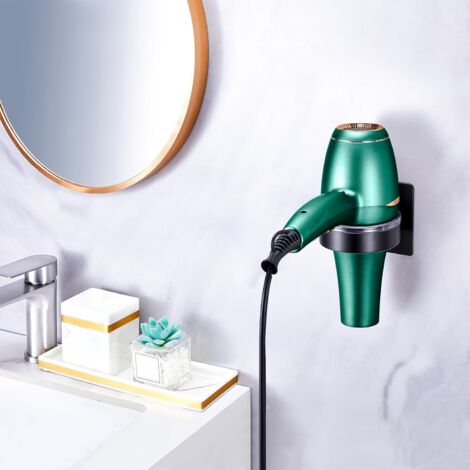 Support Sèche-cheveux Sans Perçage Lauviomify - Adhésif Puissant - Acier Inoxydable - Range Câble