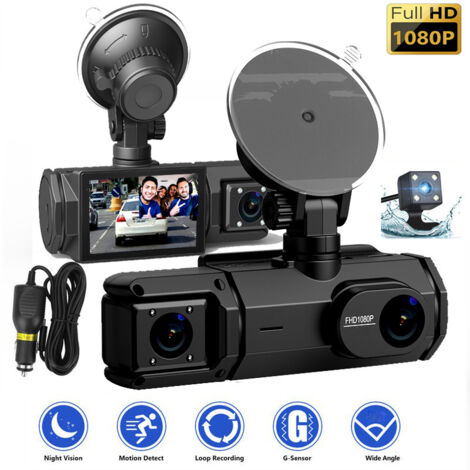 Abask Dashcam Voiture Triple Caméra 4K + WiFi GPS – Vision Avant/arrière/intérieur, Mode Parking 24h, Inclut Carte 64 Go