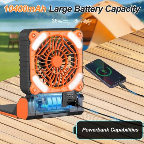 Ventilateur de Camping solaire avec lumière 5200mA