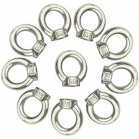10 Pcs M8 Écrou À Oeil De Levage En Acier Inoxydable 304 Écrou À Oeil Argent Femelle Anneau Écrou Fixation Écrou Fileté Anneau De Levage Boulon À Oeil pour Accessoires De Levage
