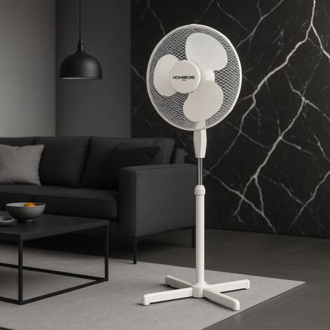 Ventilateur Sur Pied Oscillant HOMEROKK PARIS 40 Cm - 3 Vitesses, Hauteur Réglable 125 Cm, Silencieux