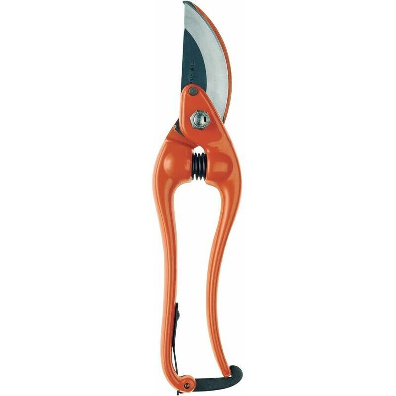 Sécateur professionnel fer forgé et tête large orange - 23 cm