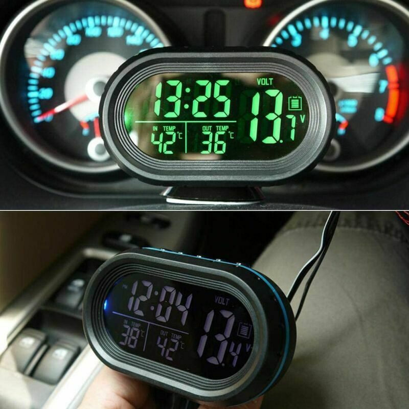 h* Voiture tension moniteur voiture horloge thermomètre numérique
