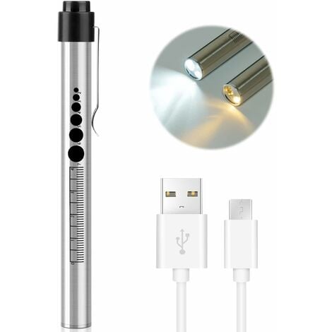 Stylo médical rechargeable USB avec jauge de pupille Led Stylos lumineux  chauds / blancs pour les infirmières Cadeaux de médecin