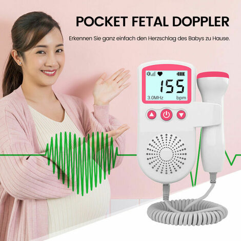 Moniteur de fréquence cardiaque Doppler fœtal pour bébé pour grossesse  50-230 BPM Plage de mesure