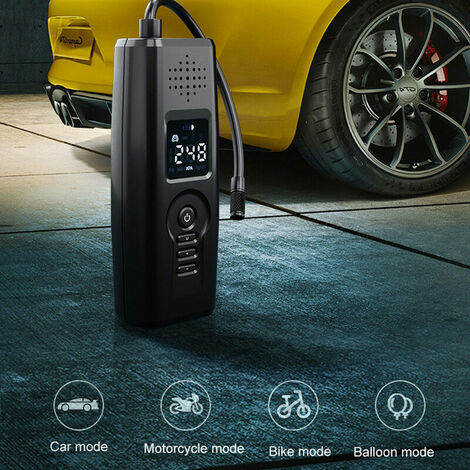 Gonfleur de pneu, pompe à pneu de voiture sans fil avec batterie  rechargeable au lithium-ion, adaptateur d'alimentation de voiture