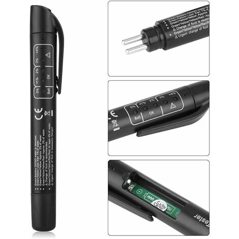 Testeur De Liquide De Frein Liquide Pen Huile De Frein Automatique  Analyseur D'Humidite Avec 5 Indicateurs Led Pour Dot3 Dot4 Dot5