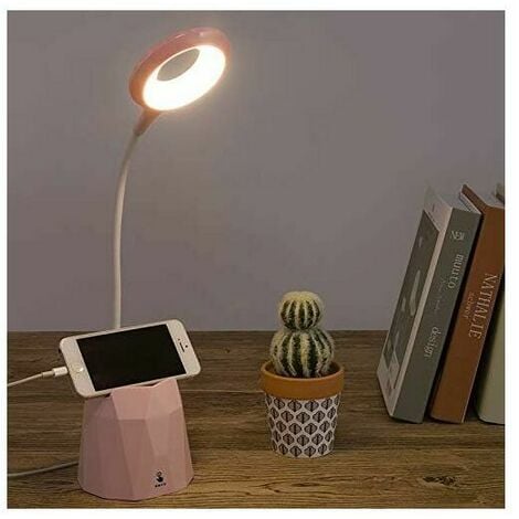Lampe de Bureau Fille LED Lapin - Rose et Blanc Crème