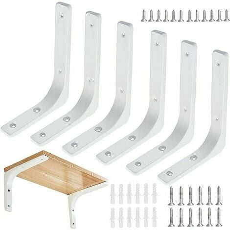 6Pcs Equerre Etagere Murale,Supports Equerre Etagere,Equerre Charge Lourde  Support équerre étagère,Fixation Invisible Supports Vintage,Equerre