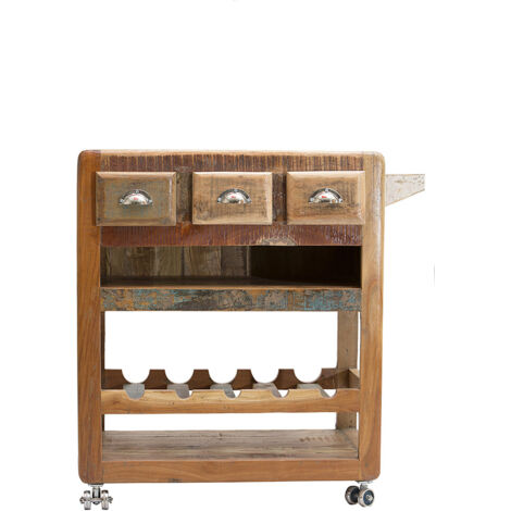 Desserte de cuisine vintage en bois massif recyclé coloré Elija (1/5)