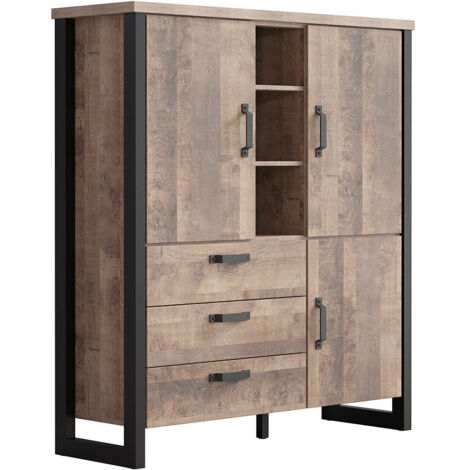 Vaisselier/argentier style industriel 138 cm chêne foncé Clémentine (1/5)