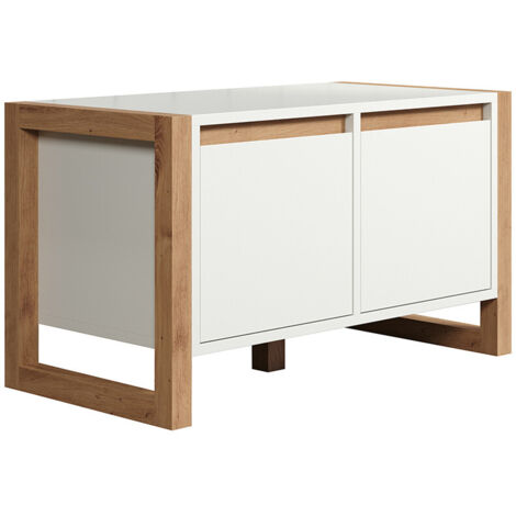 Banc à chaussures scandinave blanc/chêne Jedusor (1/5)