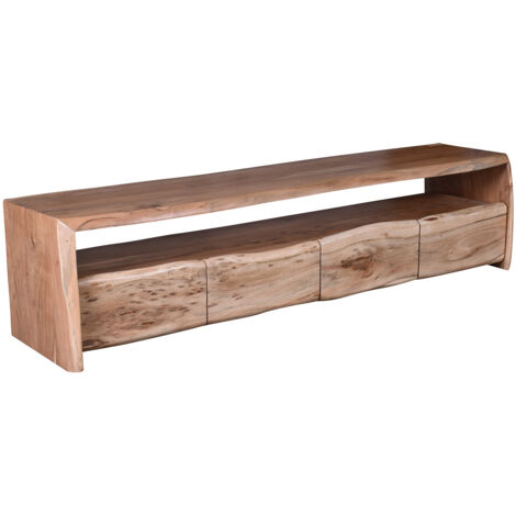 Meuble TV style nature 190 cm en acacia massif Azalée (1/5)
