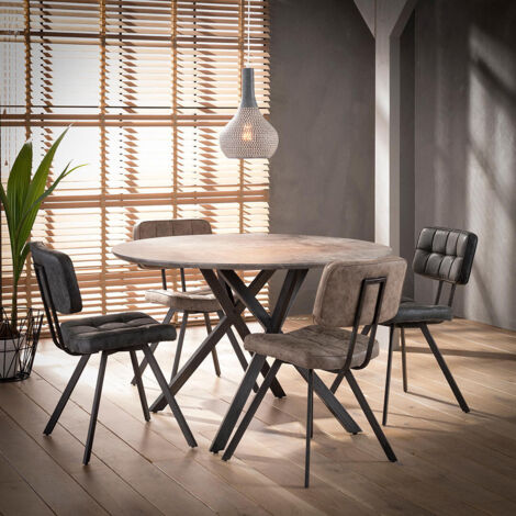 Ensemble vintage de 4 chaises en PU avec piétement en acier Enora (1/5)