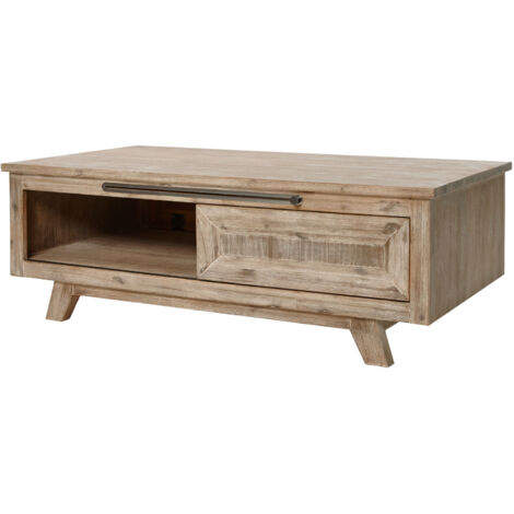 Table basse style nature en bois massif chêne clair Valerie (1/3)