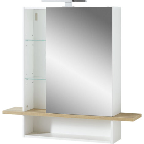 Armoire de toilette scandinave chêne/blanc Geralda (1/5)