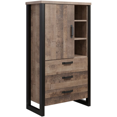 Vaisselier/argentier style industriel 87 cm chêne foncé Clémentine (1/5)