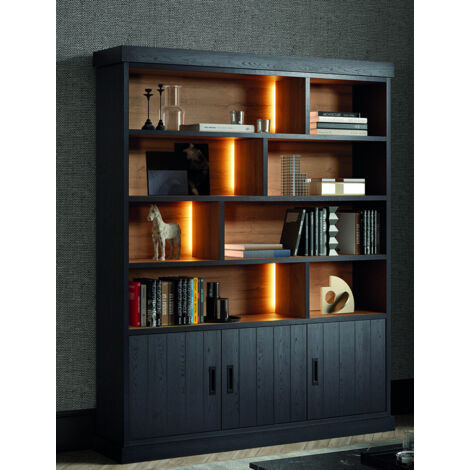 Bibliothèque moderne noire 177 cm Raphie (1/5)