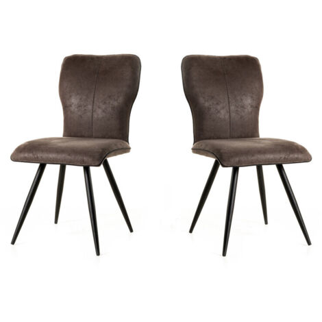 Chaise de salle à manger moderne en tissu gris (lot de 2) Dorothy (1/4)