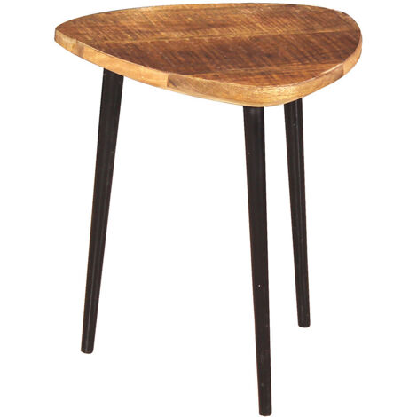 Table basse industrielle H 37 cm en bois de manguier massif naturel Allister (1/5)