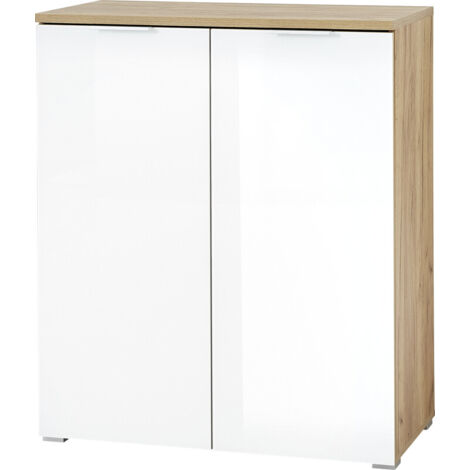 Meuble à chaussures moderne 89 cm blanc/chêne Omaha (1/5)