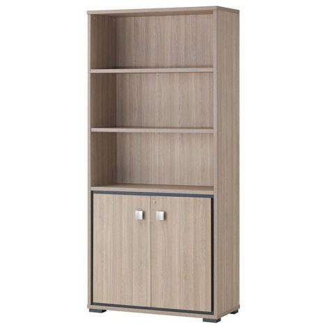 Armoire de bureau combinée contemporaine chêne clair Margaux (1/4)