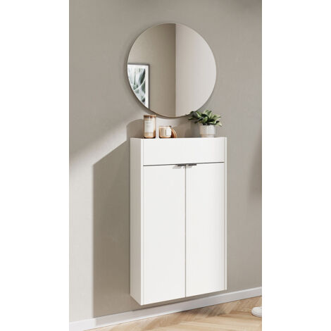 Matelpro - Meuble d'entrée suspendu moderne 56 cm blanc/chêne Alesine - Moderne & Design -Blanc/chêne - -Types de portes: Battantes