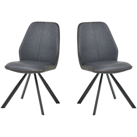 Chaise de salle à manger moderne en PU anthracite (lot de 2) Geralda (1/5)