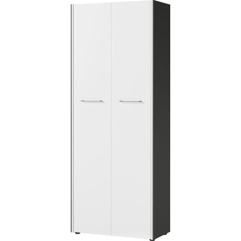 Armoire de bureau moderne H 196 cm blanc/graphite Riberia (1/5)