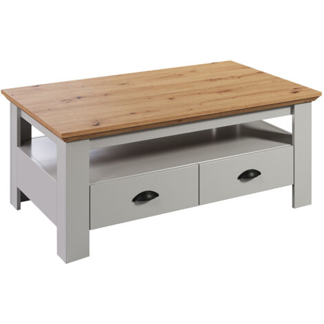 Table basse style campagne gris clair/chêne Indiana (1/5)