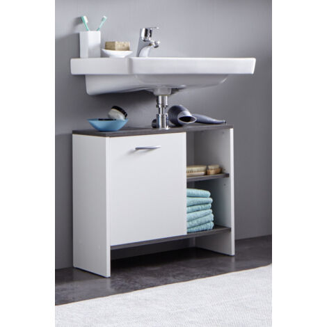 Meuble sous lavabo contemporain blanc Toscane II (1/4)