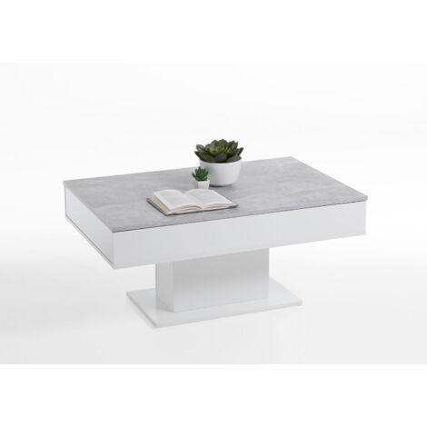 Table basse moderne blanc brillant/béton Violaine (1/3)