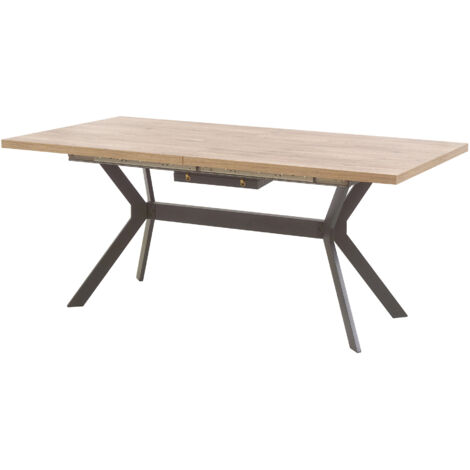 Table de salle à manger extensible style industriel chêne/gris Scarlet (1/5)