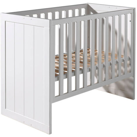 Lit bébé contemporain pin massif laqué blanc Ulrick (1/4)