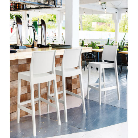 Tabouret de restaurant empilable d'extérieur en polypropylène Mayane Blanc (1/5)