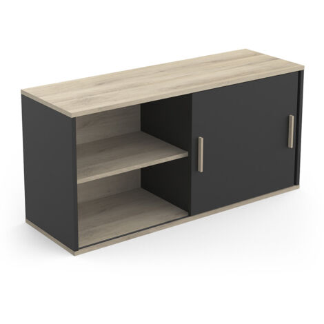 Meuble haut de cuisine moderne 120 cm chêne/noir Loft (1/5)