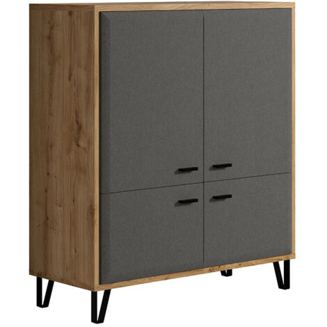 Vaisselier/argentier contemporain H 112 cm chêne/gris Arcange (1/5)