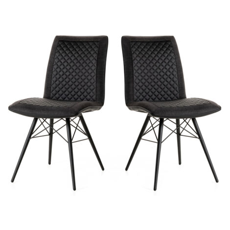 Chaise de salle à manger moderne en tissu noir (lot de 2) Heldie (1/4)