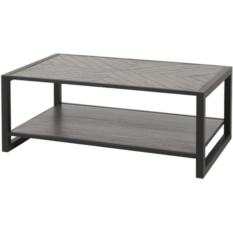 Table basse industrielle en pin massif gris Australine (1/5)
