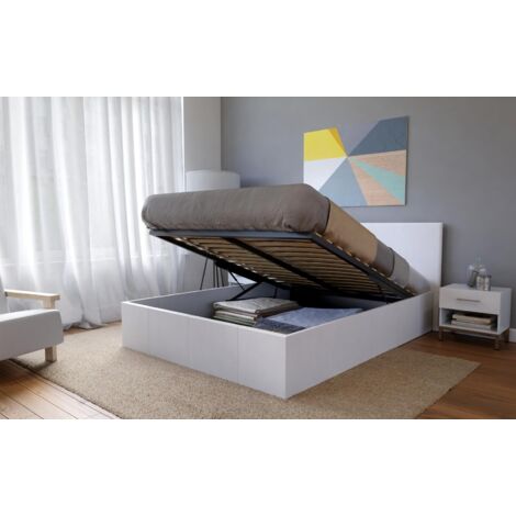 Lit coffre adulte contemporain Simili Oxford (1/2)