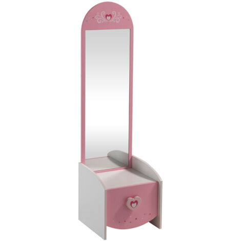 Coiffeuse enfant contemporaine coloris blanc/rose Cecilia (1/3)