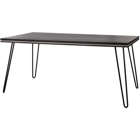 Table de salle à manger industrielle chêne gris/cendre Virginie (1/5)